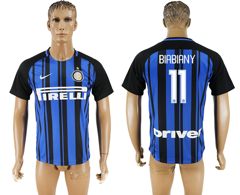 2017-2018 Inter Milano BIABIANY #11 FOOTBALL JERSEY BLUE&BLACK