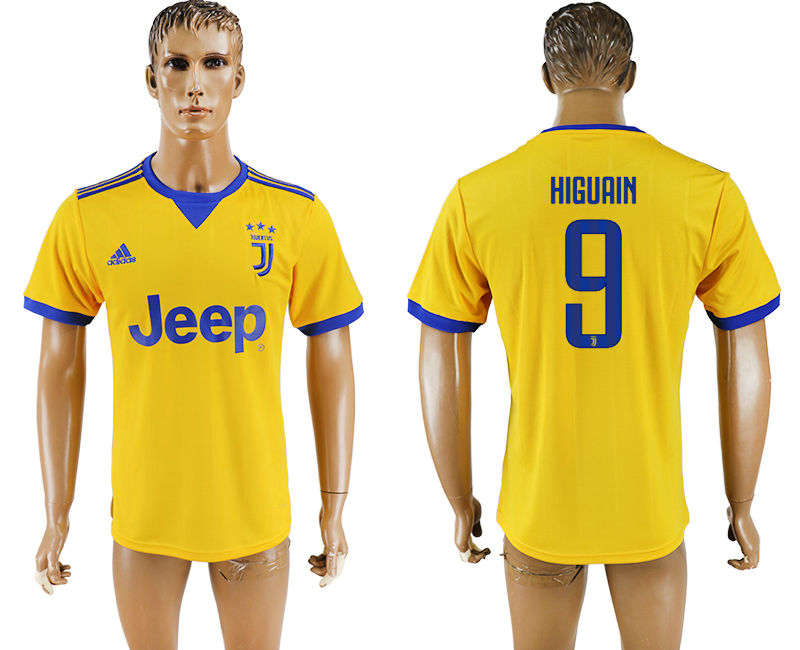 2017-2018 Juventus F.C. HIGUAIN #9 football jersey yellow