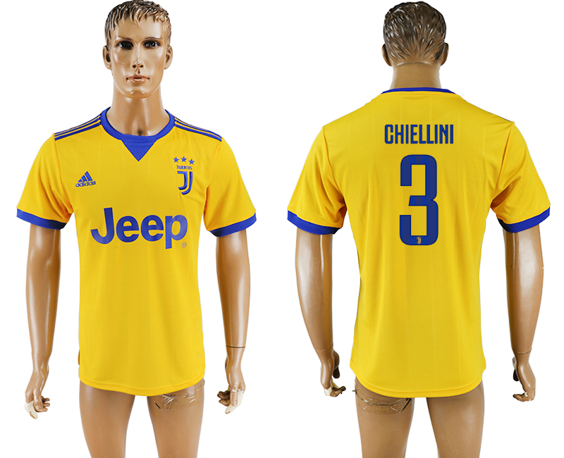 2017-2018 Juventus F.C. CHIELLINI #3 football jersey yellow