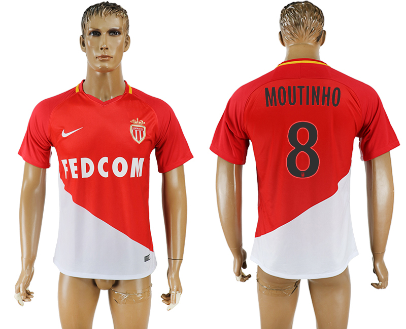 2017-2018 AS Monaco MOUTINHO #8 football jersey red&white