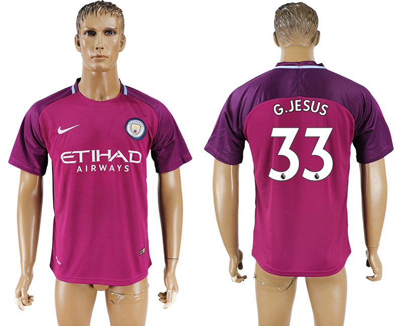 2017-2018 Manchester City F.C. G.JESUS #33 football jersey purpl