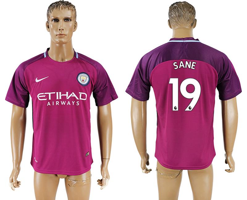2017-2018 Manchester City F.C. SANE #19 football jersey purple r