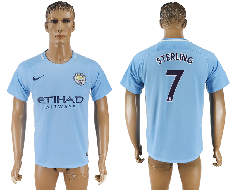2017-2018 Manchester City F.C. STERLING #7 football jersey blue