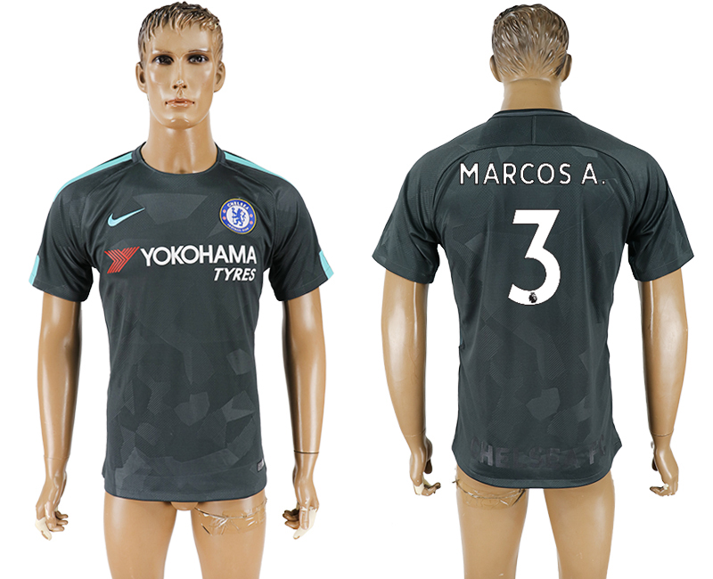 2017-2018 Chelsea Football Club MARCOS A #3 football jersey blac