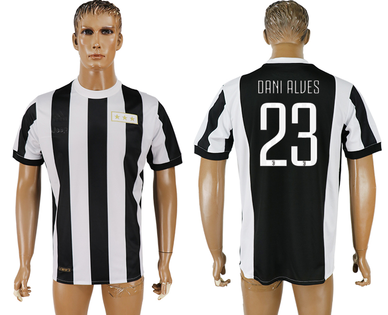 2017-2018 Juventus F.C. DANI ALOES #23 football jersey black&whi