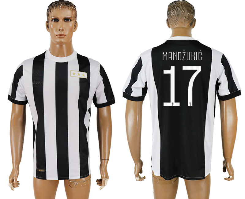 2017-2018 Juventus F.C. MRNDZUKIC #17 football jersey black&whit