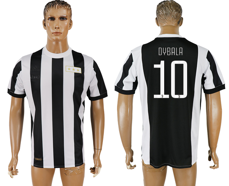2017-2018 Juventus F.C. DYBALA #10 football jersey black&white