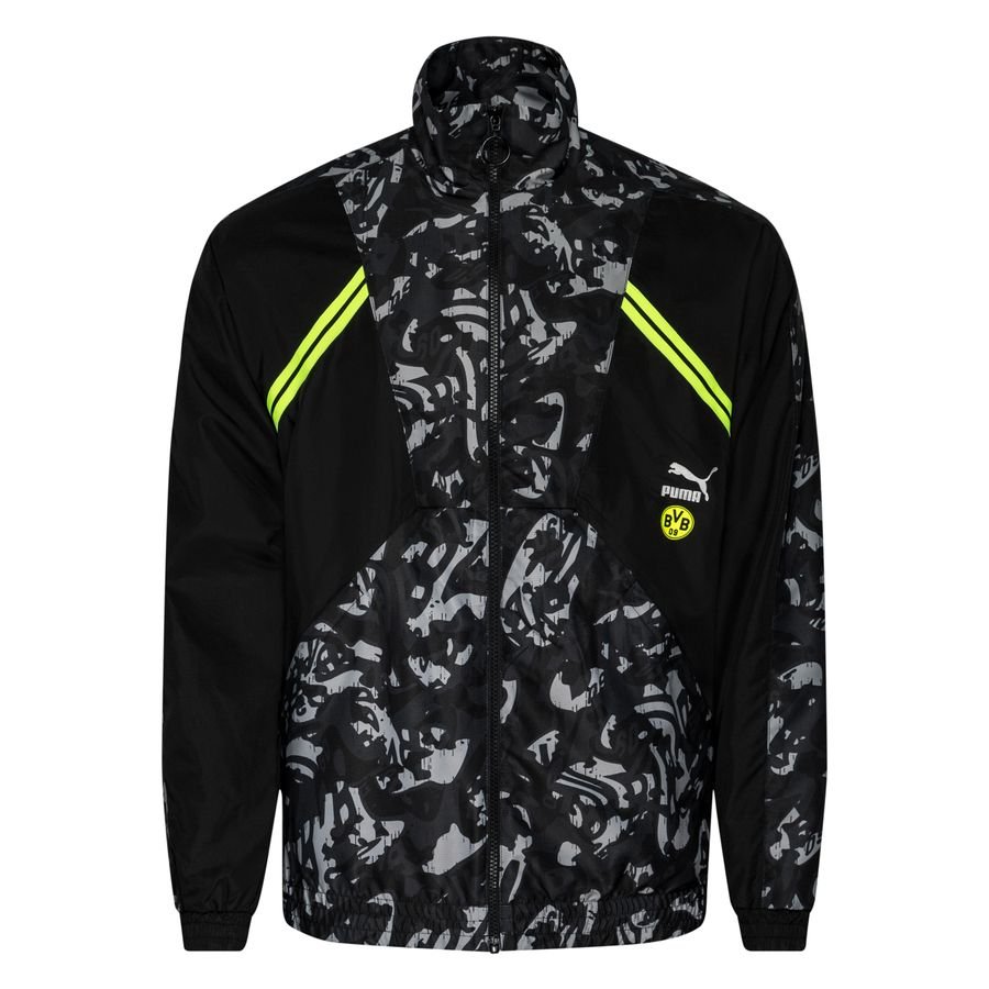 Dortmund Jacket Tracksuit Woven Tailored For Sports - Black/Safety Yellow