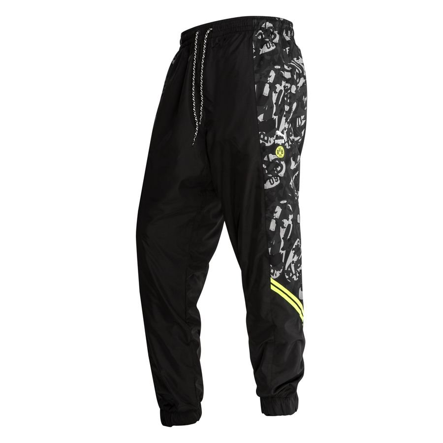 Dortmund Pants Woven Tailored For Sports - Black/Safety Yellow