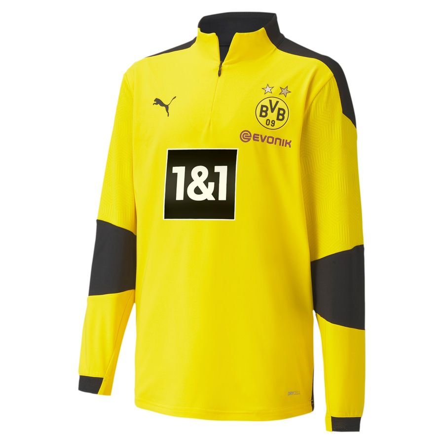 Dortmund Training Shirt Tracksuit 1/4 Zip - Cyber Yellow Black Kids