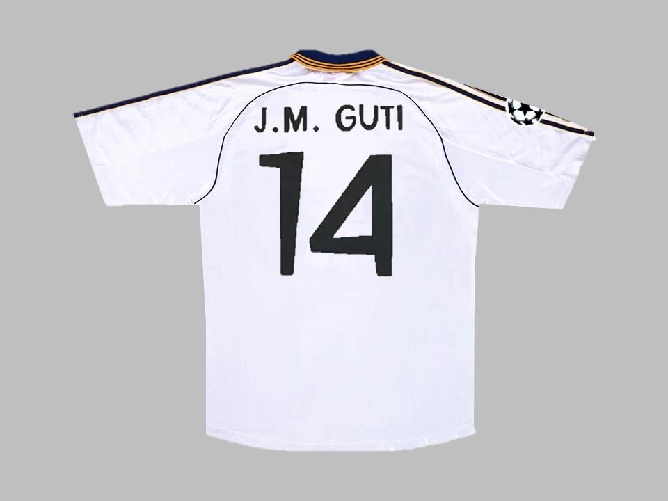 Real Madrid 1999 2000 Guti 14 Home Champions Shirt